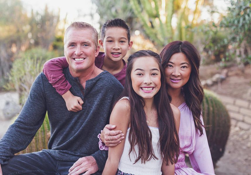 Asian And White Mixed Family Mother Father Son And Daughter Cavan Images 588990469